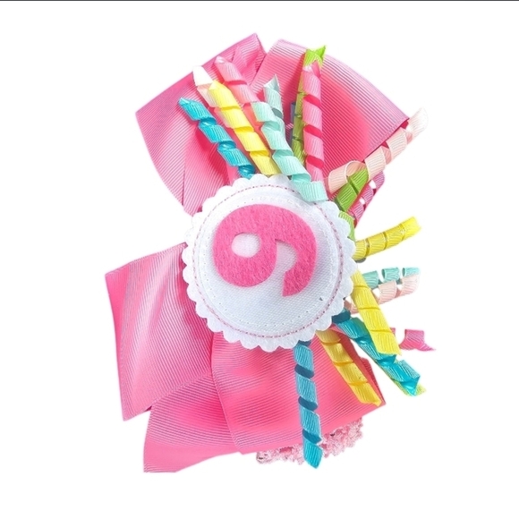 Other - Colorful Hair Bow with Pink Accent